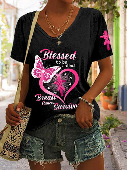 Women's Blessed to be called Breast Cancer Survivor Casual T-Shirt
