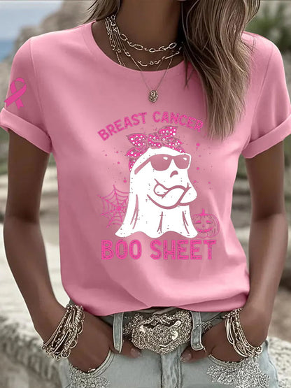 Women's CasualBreast Cancer is Boo Sheet  T-Shirt