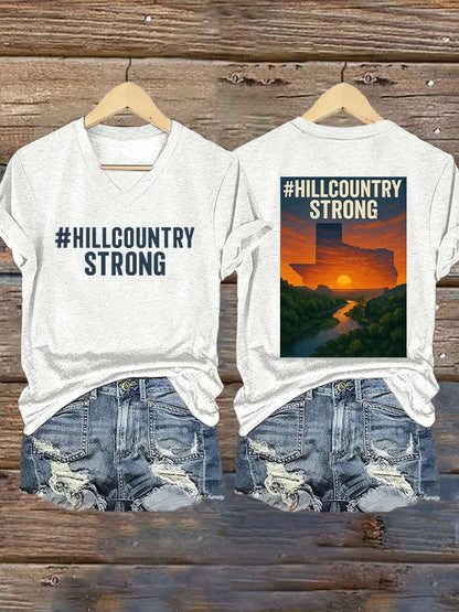 🙏💔Join us in praying for Texas.🙏Women's Texas Hill Country Strong Print T-shirt