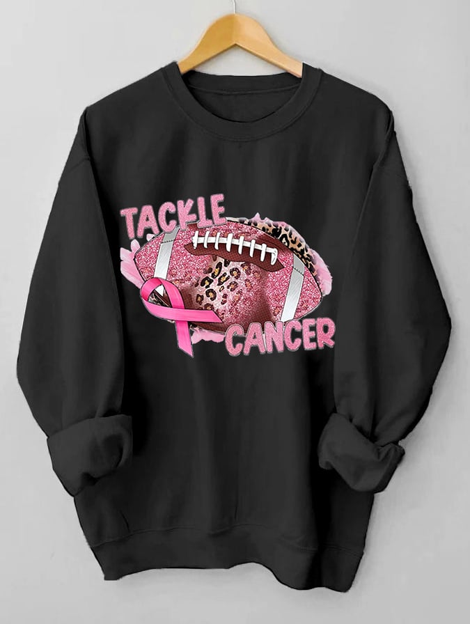 Women's Tackle Breast Cancer Pink Ribbon Football Sweatshirt