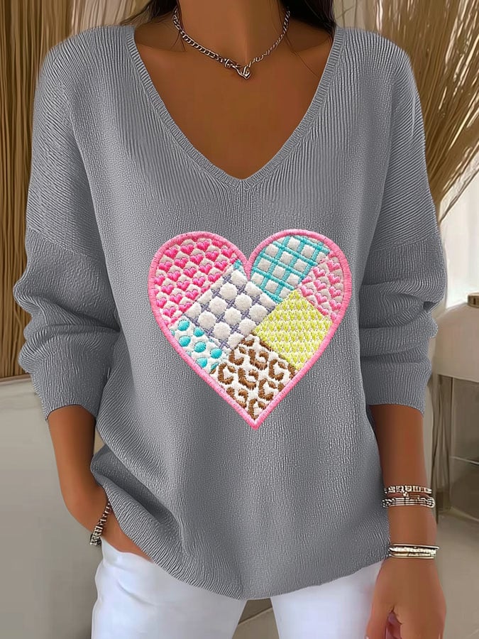 Women's Breast Cancer Awareness Pink Heart Print T-Shirt