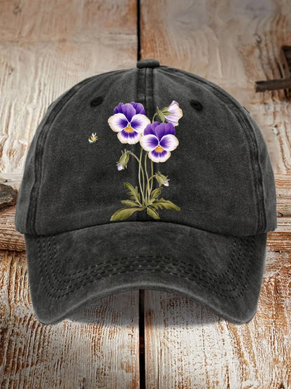 Unisex Distressed Washed Cotton Alzheimer's Awareness Printed Hat