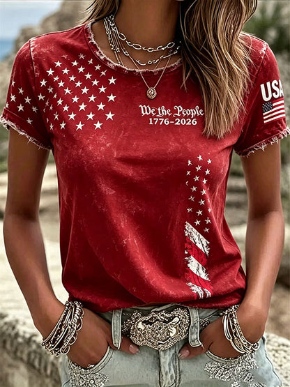 Women's USA Printed Casual T-shirt