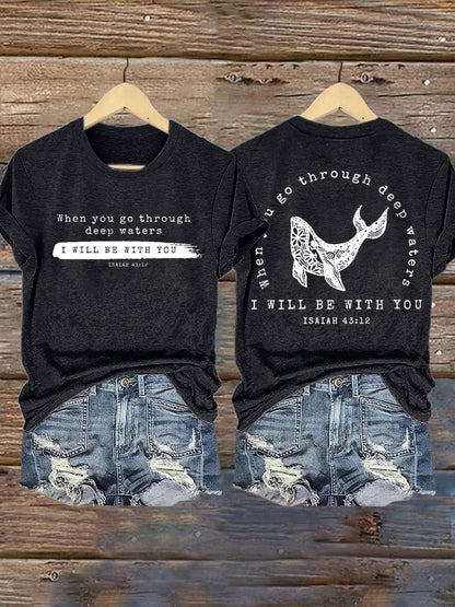 🙏💔Join us in praying for Texas.🙏Women's When You Go Through Deep Waters, I Will Be With You. Isaiah 43:2  Faith Printed T-Shirts