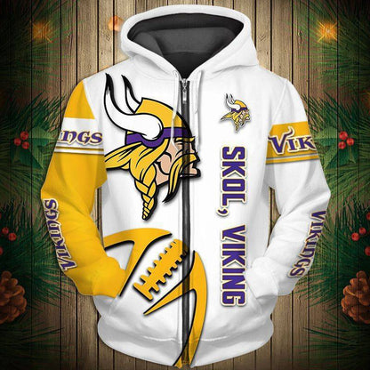 Minnesota Vikings Men's Casual Zipper Hooded Sweatshirts