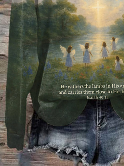 🙏💔Join us in praying for Texas.🙏Retro In Loving Memory Guadalupe River He Gathers The Lambs In His Arms And Carries Them Close To His Hear Isaiah 40:11 Print Sweatshirt