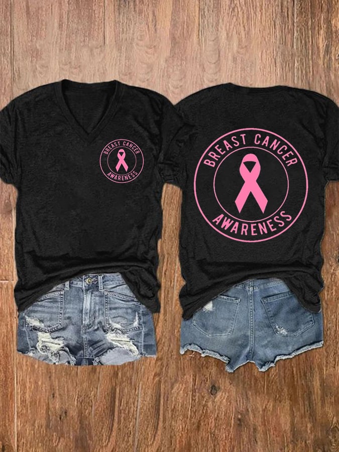 Women'S Breast Cancer Awareness Printed T-Shirt