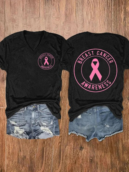Women'S Breast Cancer Awareness Printed T-Shirt