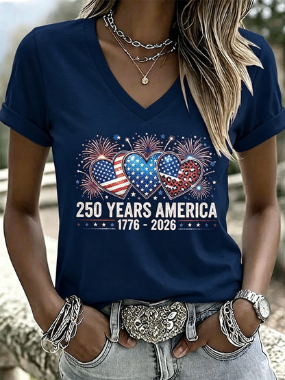 Women's Independence Day Casual Printed T-Shirt