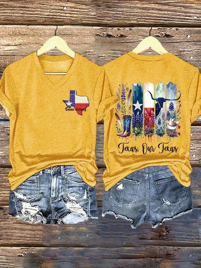 🙏💔Join us in praying for Texas.🙏V-Neck Retro Texas Strong Texas Our Texas Print T-Shirt