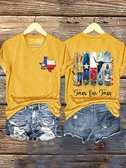 🙏💔Join us in praying for Texas.🙏V-Neck Retro Texas Strong Texas Our Texas Print T-Shirt