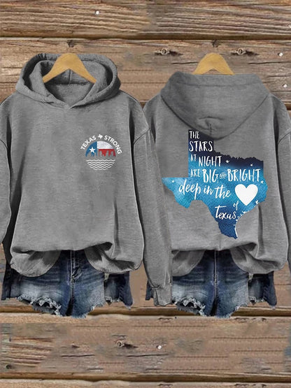🙏💔Join us in praying for Texas.🙏Retro Retro Texas Strong The Stars At Night Are Big And Bright Deep In The Heart Of Texas Print Hoodie