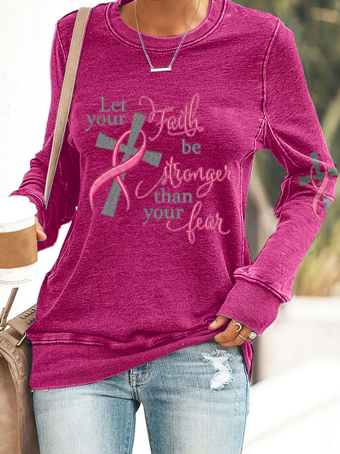 Breast Cancer Women's Casual Printed Long Sleeve Sweatshirt