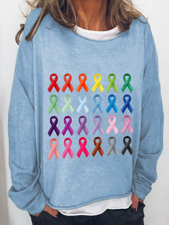Women's Fight Cancer In All Colors Ribbon Sweatshirt