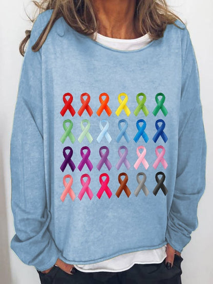 Women's Fight Cancer In All Colors Ribbon Sweatshirt