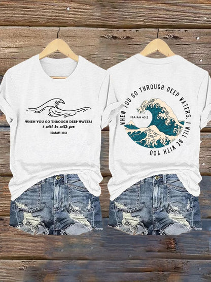 🙏💔Join us in praying for Texas.🙏Women's When You Go Through Deep Waters, I Will Be With You. Isaiah 43:2  Faith Printed T-Shirts