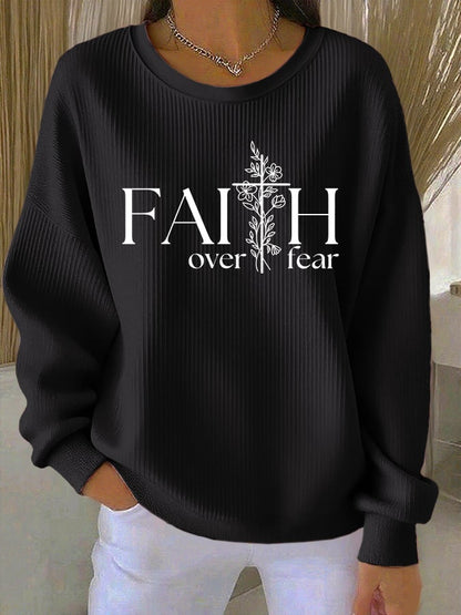 Women's casual faith-overcomes-fear sweatshirt