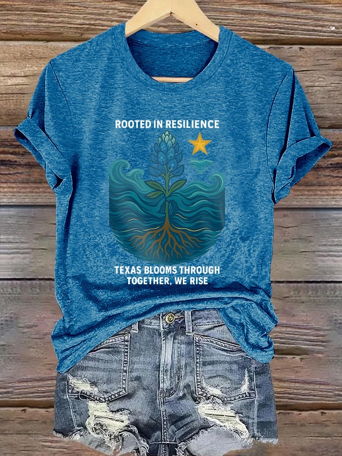 🙏💔Join us in praying for Texas.🙏Retro  Texas Strong Rooted In Resilience Texas Blooms Through Together, We Rise Print T-Shirt
