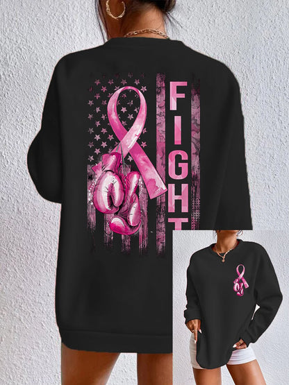 Women's Fight Breast Cancer America Flag Sweatshirt