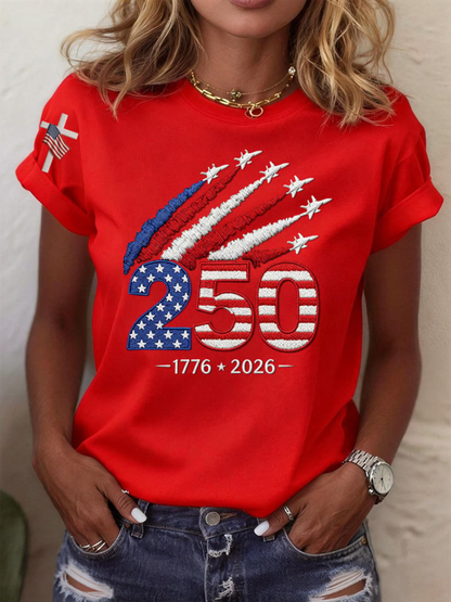 Women's1776-2026 Anniversary Celebration Printed T-Shirt