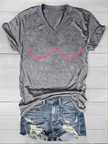 Yeah They Are Gone They Tried To Kill Me Breast Cancer Awareness V-Neck T-Shirt