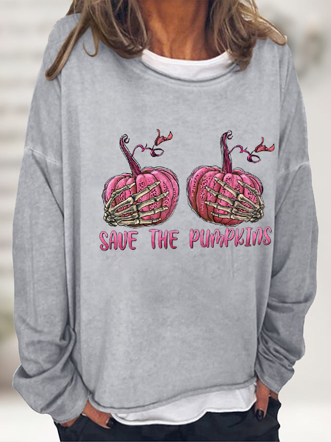 Women's Save The Pumpkins Breast Cancer Awareness Print Top