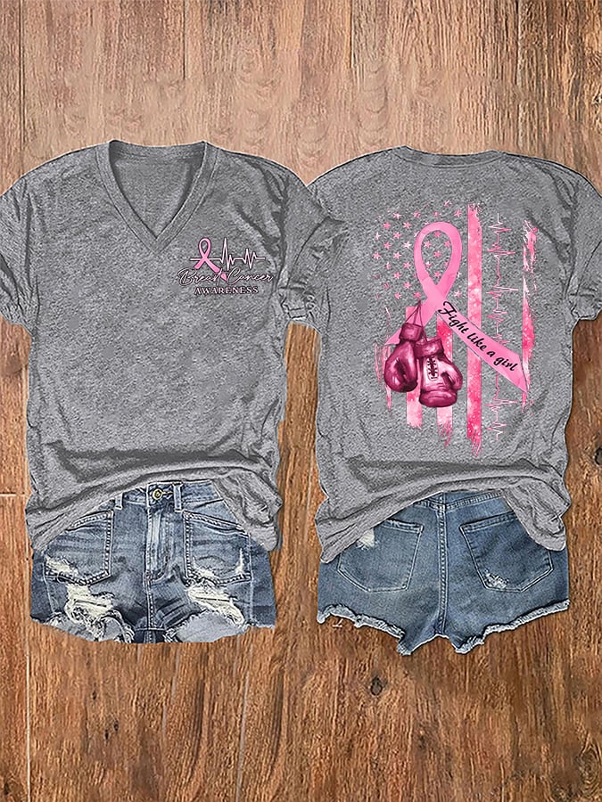 Women's Breast Cancer Awareness Casual Short Sleeve T-Shirt