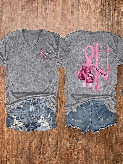 Women's Breast Cancer Awareness Casual Short Sleeve T-Shirt