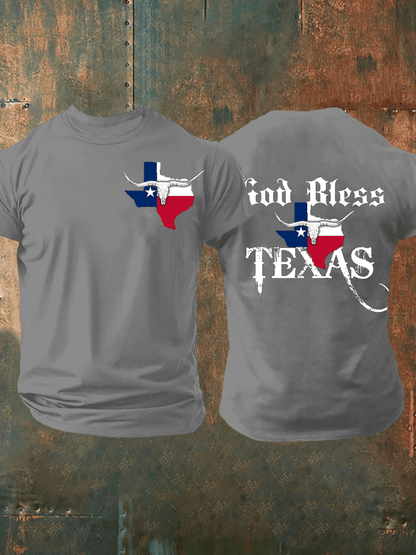 🙏💔Join us in praying for Texas.🙏Men's God Bless Texas Strong Short-sleeved T-shirt