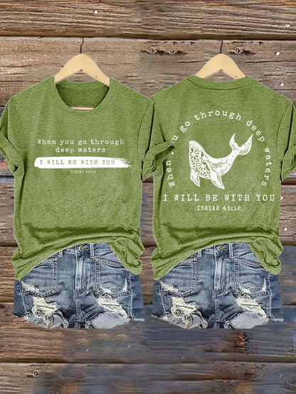 🙏💔Join us in praying for Texas.🙏Women's When You Go Through Deep Waters, I Will Be With You. Isaiah 43:2  Faith Printed T-Shirts
