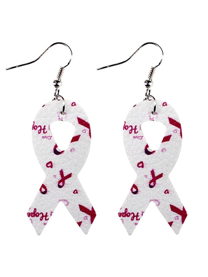 Pink Ribbon Slogan Earrings