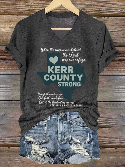 🙏💔Join us in praying for Texas.🙏Women's Kerr County Strong Printed Short-Sleeved T-Shirt