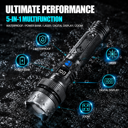 Rechargeable LED Flashlight Telescopic Zoom Power Bank Function