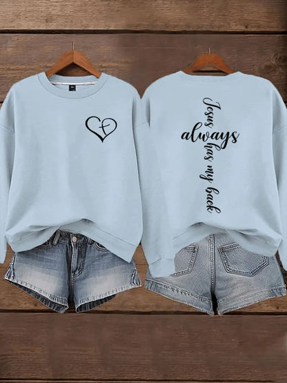 Women's Jesus Has My Back Print  Sweatshirts