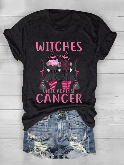 Women's Witches Unite Against Cancer Breast Cancer Awareness Tee