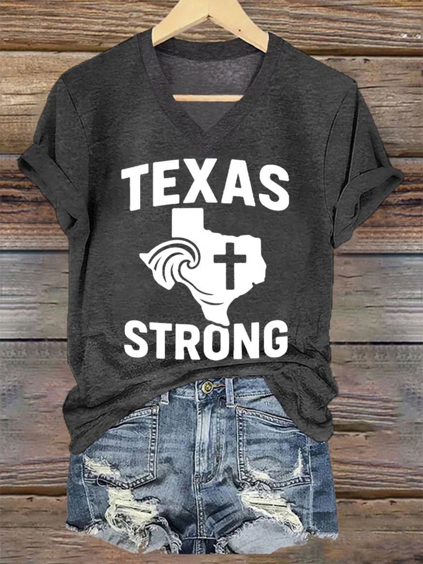 🙏💔Join us in praying for Texas.🙏Women's Texas Strong Printed Short-Sleeved T-Shirt