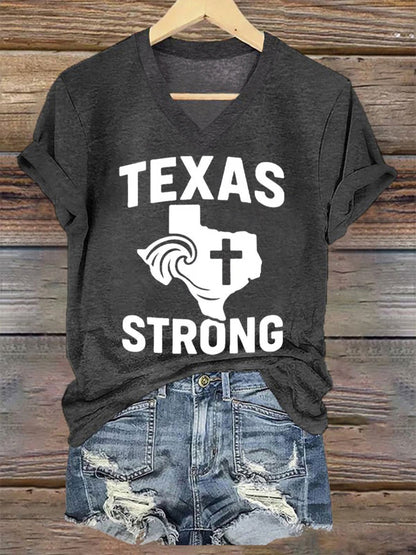 🙏💔Join us in praying for Texas.🙏Women's Texas Strong Printed Short-Sleeved T-Shirt