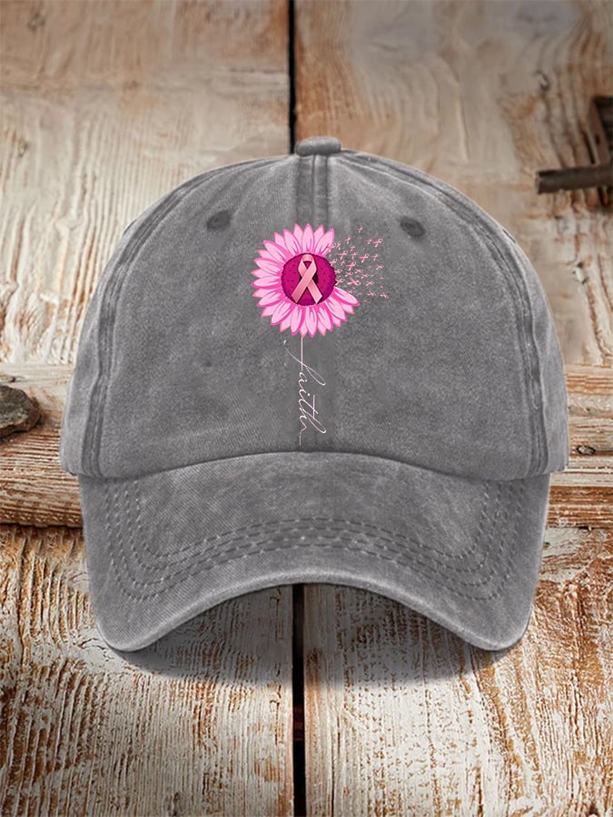 Pink Ribbon Faith Breast Cancer Warrior Supporter Hat