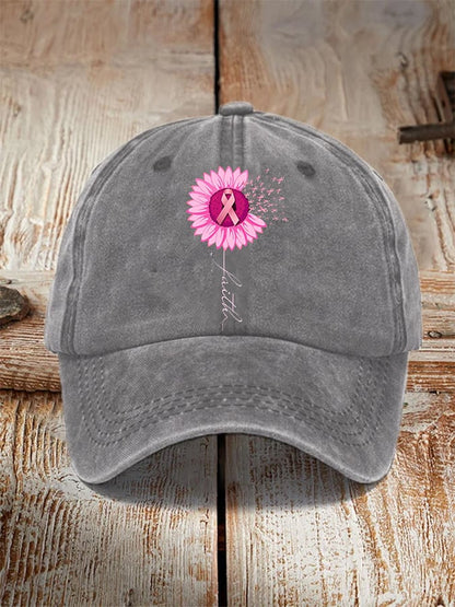 Pink Ribbon Faith Breast Cancer Warrior Supporter Hat