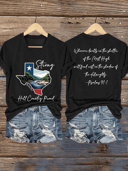 🙏💔Join us in praying for Texas.🙏Women's Texas Strong Print V-Neck T-Shirt