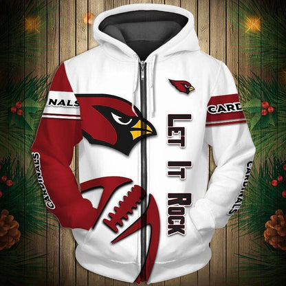 Arizona Cardinals  Men's Casual Zipper Hooded Sweatshirts
