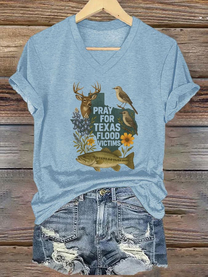 🙏💔Join us in praying for Texas.🙏Women's Pray For Texas Print T-shirt
