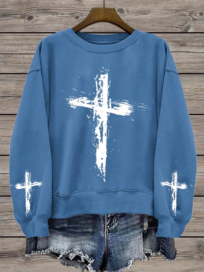 Women's Cross Print Sweatshirt