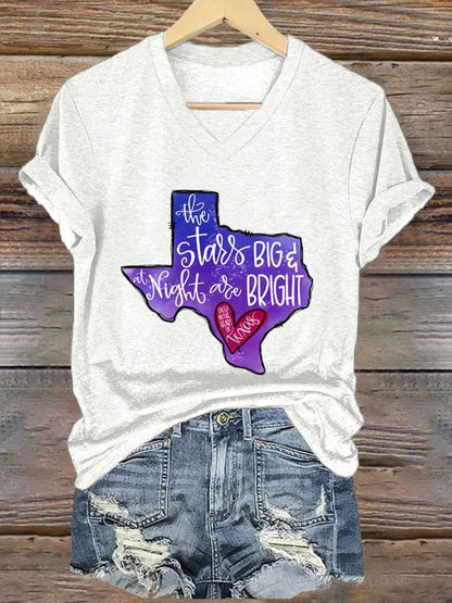 Women's God Bless Texas Casual V-Neck T-Shirt