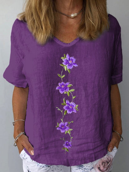 Women's Purple Flower Alzheimer's Awareness Support Shirt