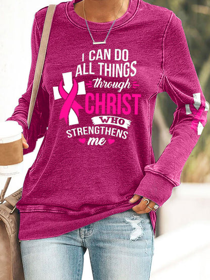 Breast Cancer Women's Casual Printed Long Sleeve Sweatshirt