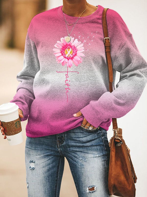 Women's Breast Cancer Awareness Print Sweatshirt