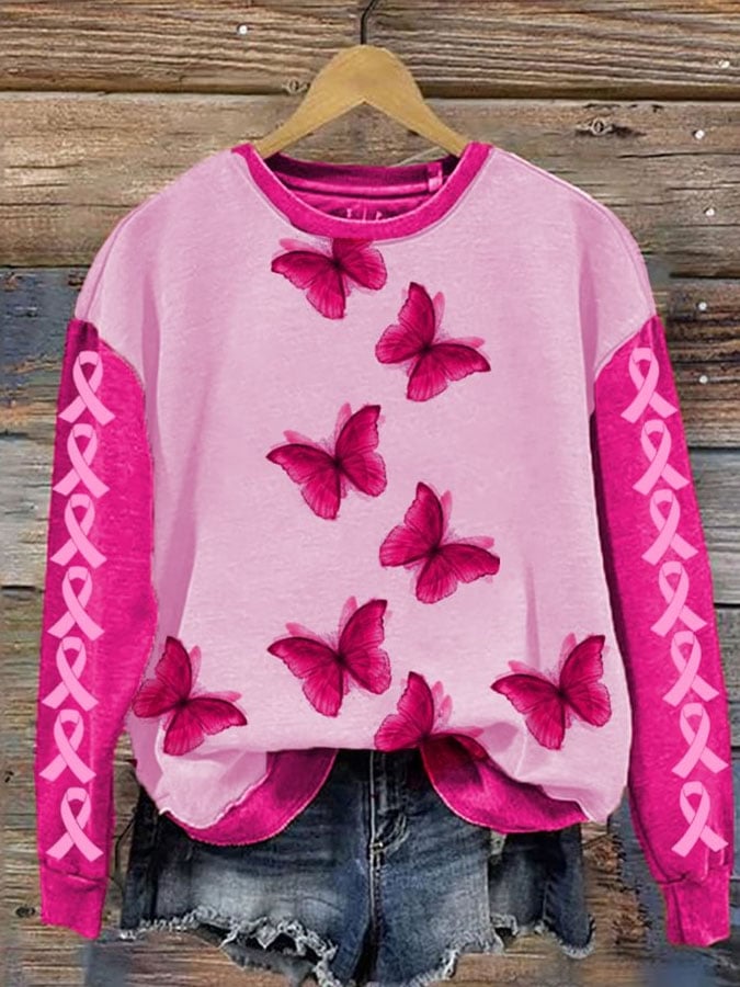 Breast Cancer Women's Printed Long Sleeve Sweatshirt