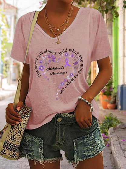Women's Alzheimer's Casual Printed T-Shirt