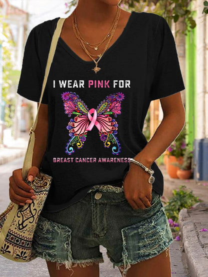 Women's  I Wear Pink For Breast Cancer Awareness T-Shirt